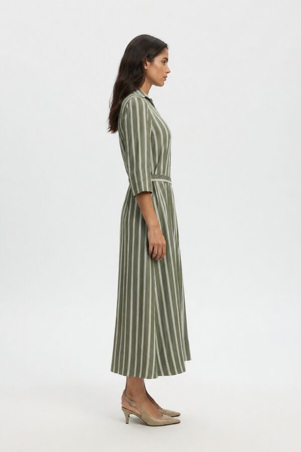 Selected Vestido largo estampado Verde
