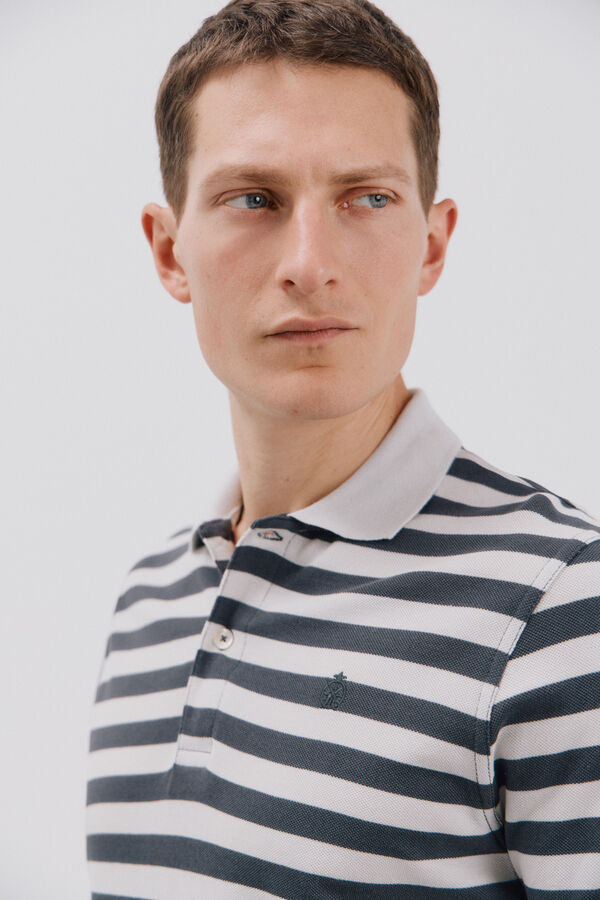 Cortefiel Polo piqu&eacute; de rayas Gris