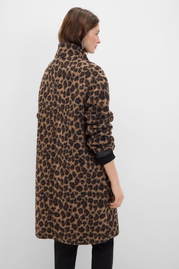 Cortefiel Abrigo tejido animal print Multicolor