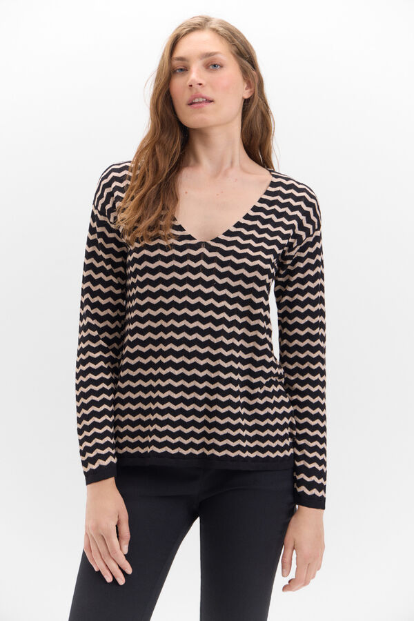 Cortefiel Jersey jacquard lurex Negro