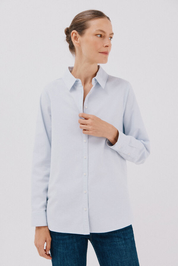 Cortefiel Camisa Algod&oacute;n Sostenible Azul