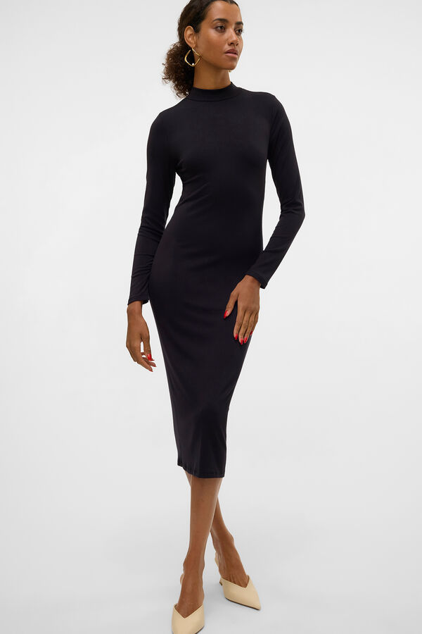 Vero Moda Vestido midi de manga comprida  Preto