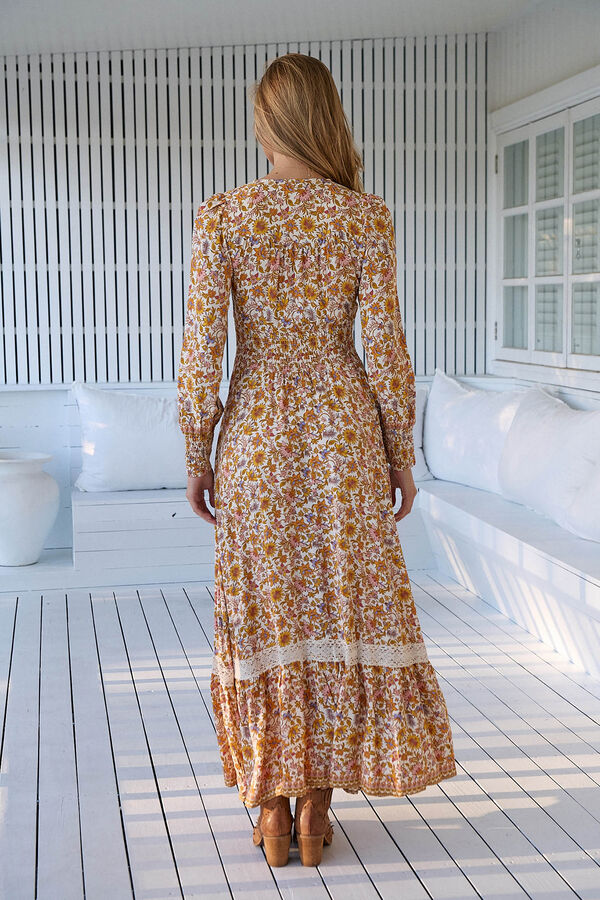 Jaase Vestido maxi Sabrina estampado Beige