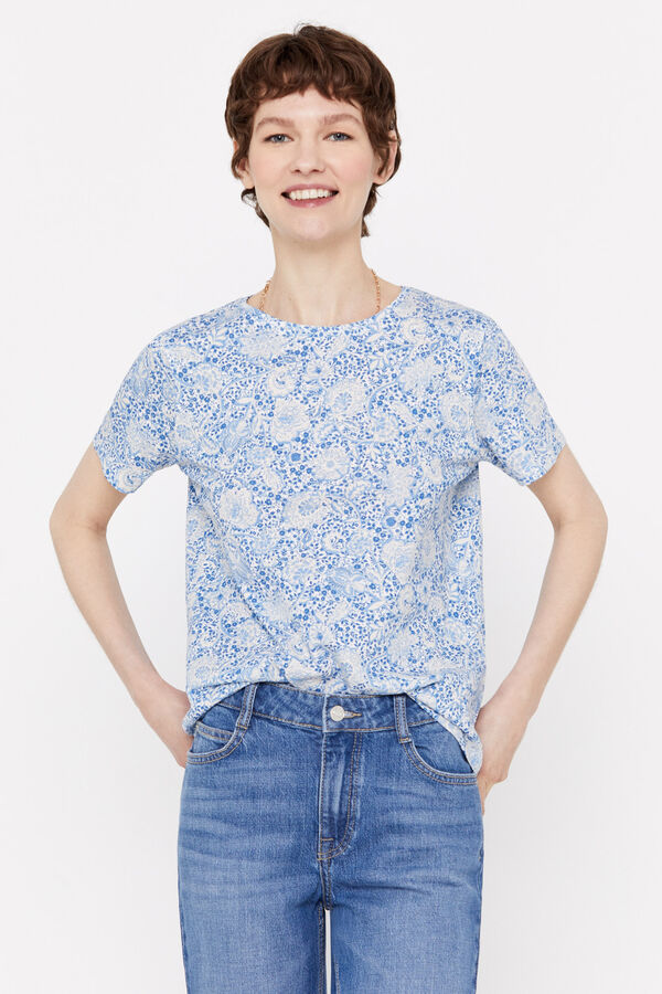 Cortefiel Camiseta estampado motivo floral Estampado azul