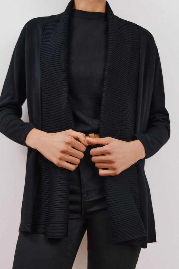Cortefiel Chaqueta cuello chal Negro