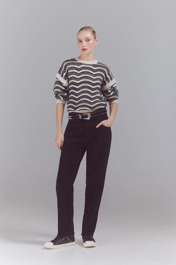 Slowlove Pantalones corduroy mom Negro