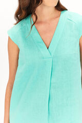 Caroll Vestido Pamela 100% lino Turquesa