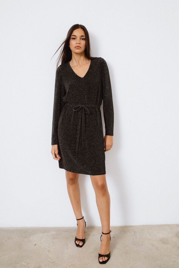 Vila Vestido curto com lurex Preto