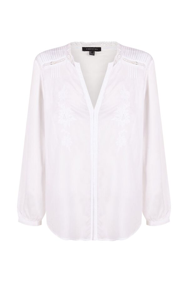 Cortefiel Blusa rom&aacute;ntica bordada Blanco