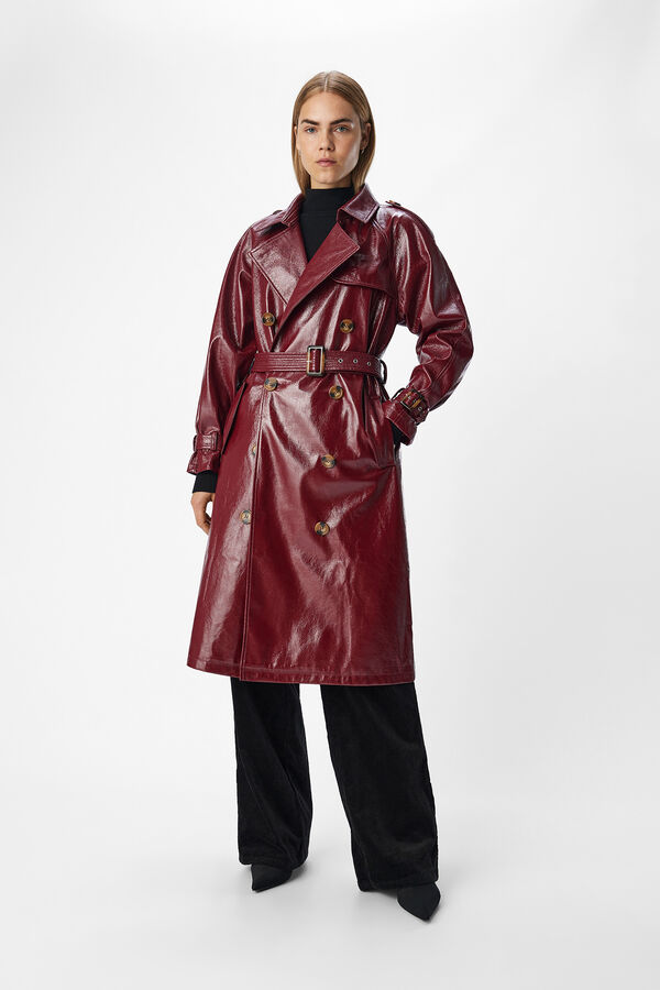 Object Gabardina larga efecto piel Morado