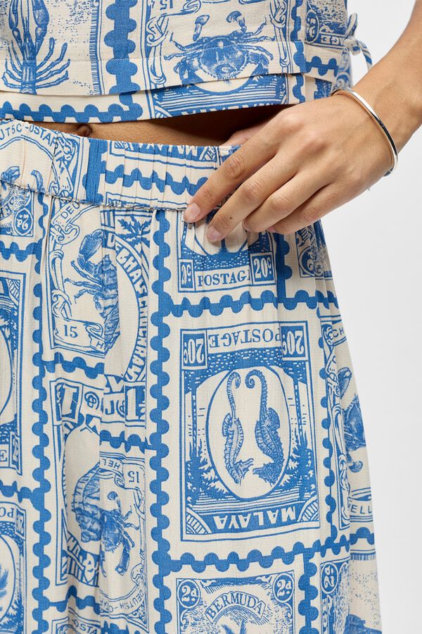Object Pantal&oacute;n ancho fluido estampado Azul