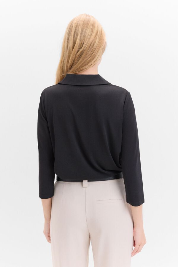 Cortefiel Camiseta con botones Negro