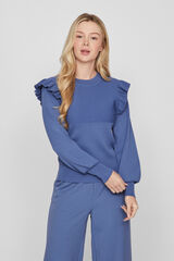 Vila Camisola de malha com folhos Azul