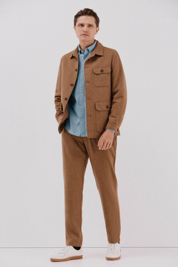 Cortefiel Pantal&oacute;n lana camel Camel