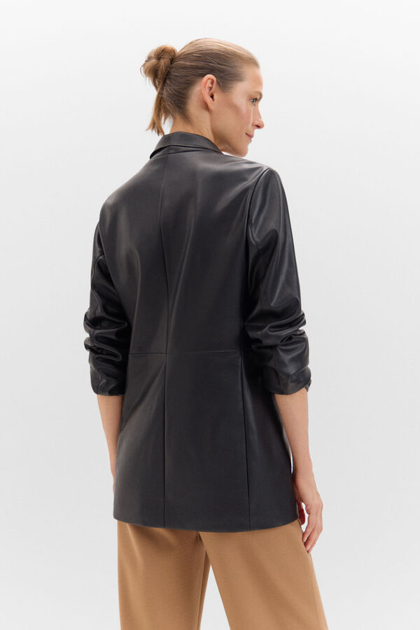 Cortefiel Blazer efecto piel Negro