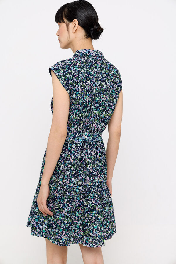 Cortefiel Vestido camisero algod&oacute;n bordado Estampado azul