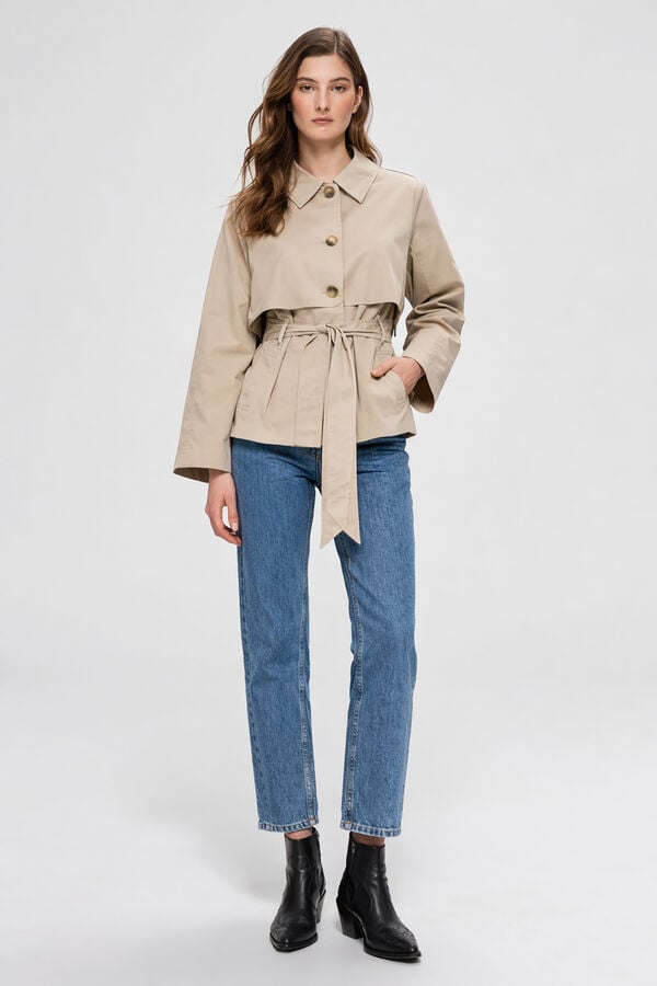 Selected Gabardina curta Tostado