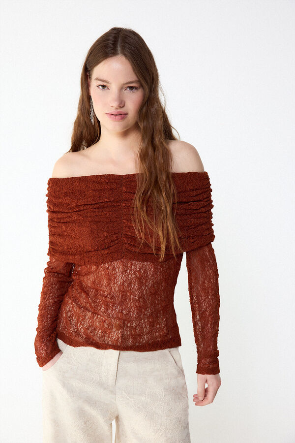 Slowlove Top decotado de lingerie Castanho