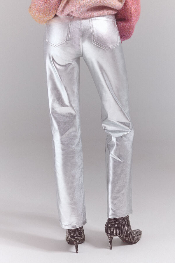 Slowlove Pantalones new recto plata Estampado gris