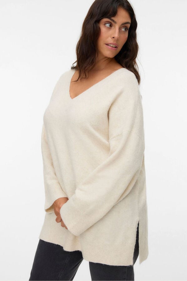 Vero Moda Curve Jersey cuello pico Curve Beige