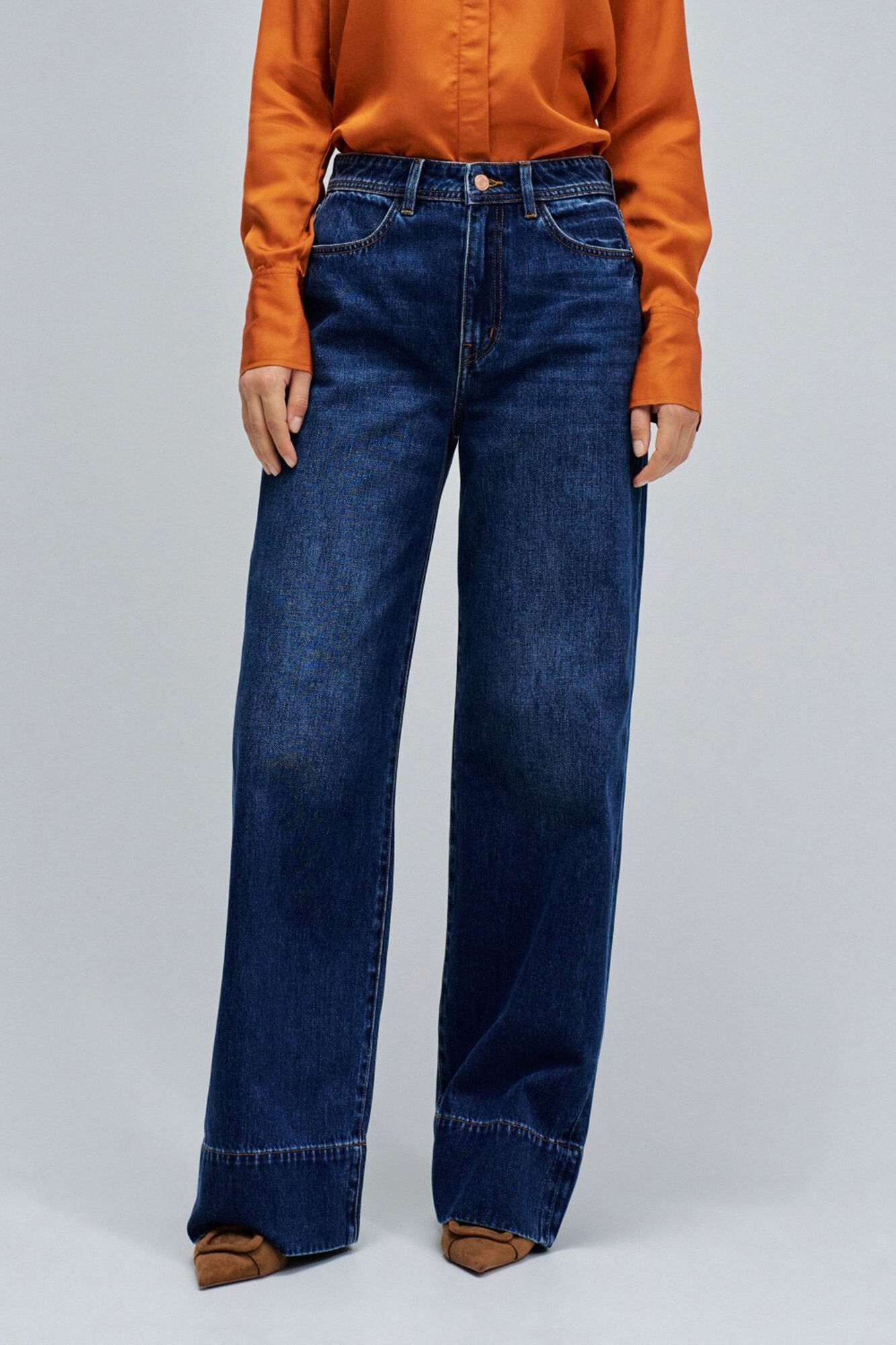 Salsa Jeans Cal&ccedil;a jeans de perna larga com bainha alta