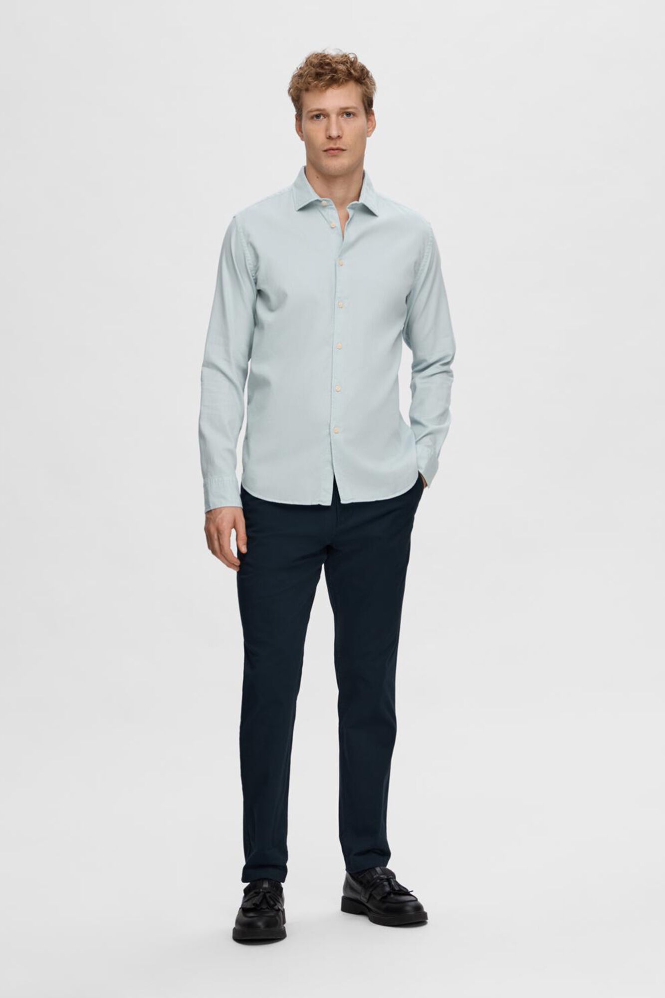 Selected Camisa de manga larga confeccionada con algod&oacute;n org&aacute;nico