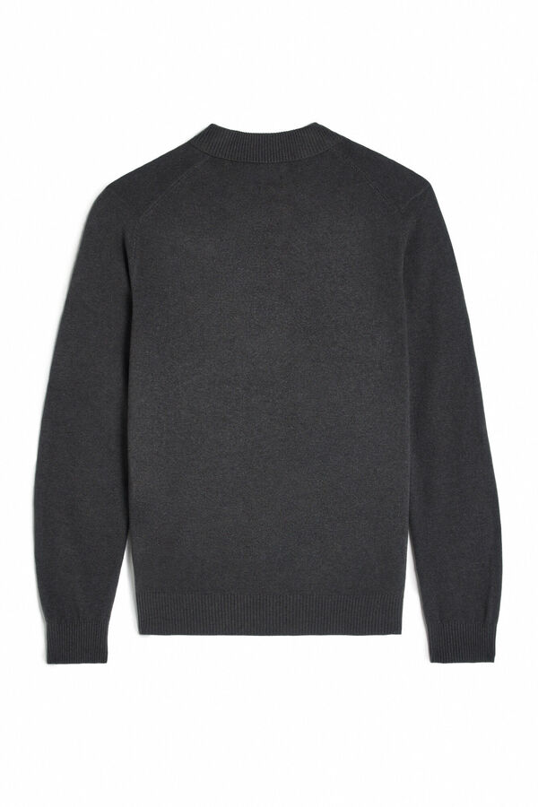 OOTO Suéter de algodão com gola polo Cinzento