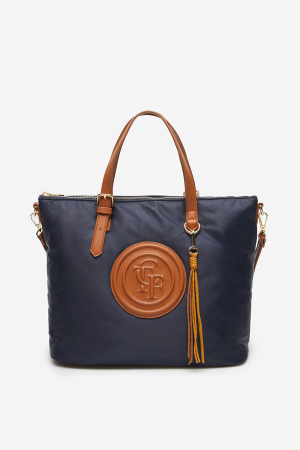 Cortefiel Bolso shopper nylon acolchado logo Azul marino
