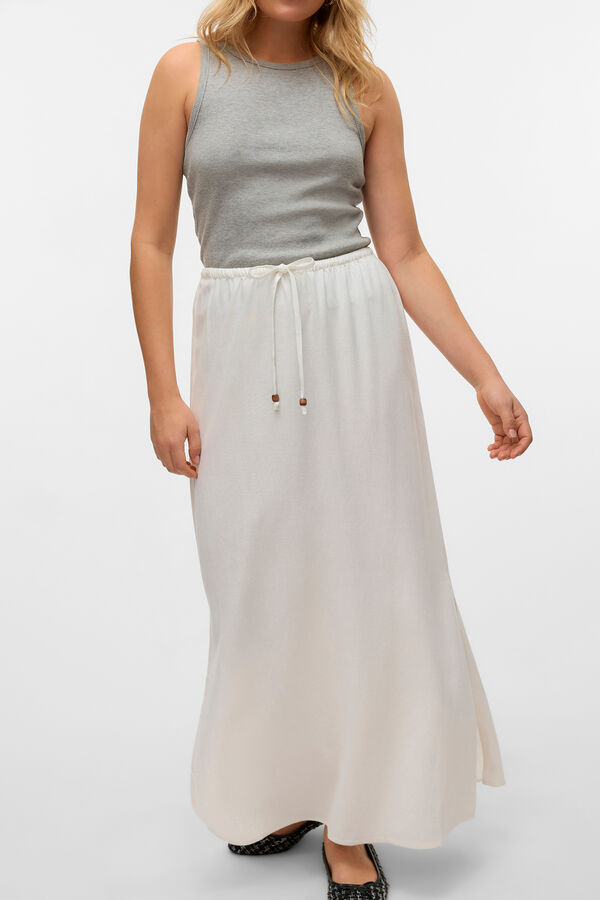 Vero Moda Falda larga fluida de lino Blanco