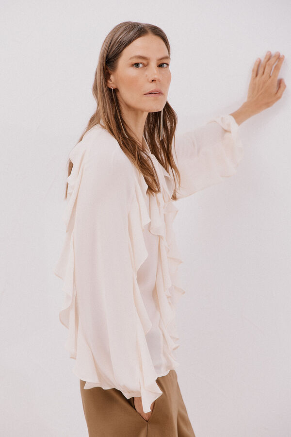 Cortefiel Blusa volante delantero Marfil