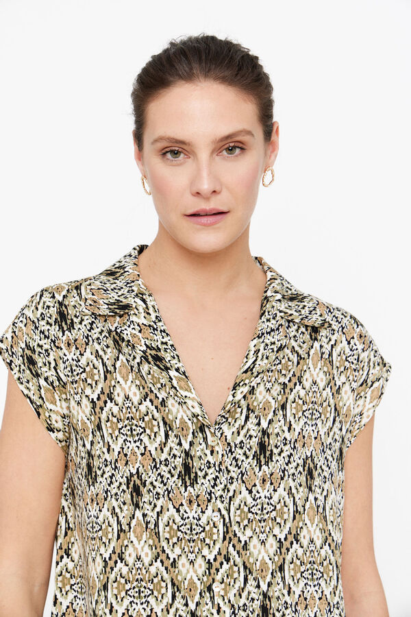 Cortefiel Camisa fluida estampada Impress&atilde;o