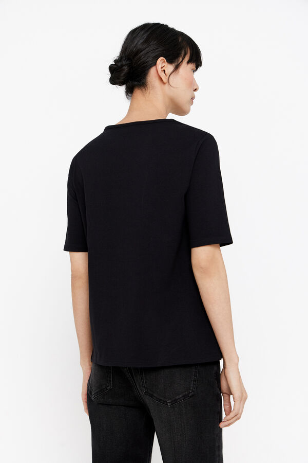 Cortefiel Camiseta b&aacute;sica escote barco Negro