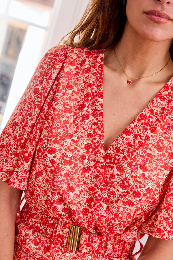 Pol&iacute;n Et Moi Mono largo con flores Carmen Rojo