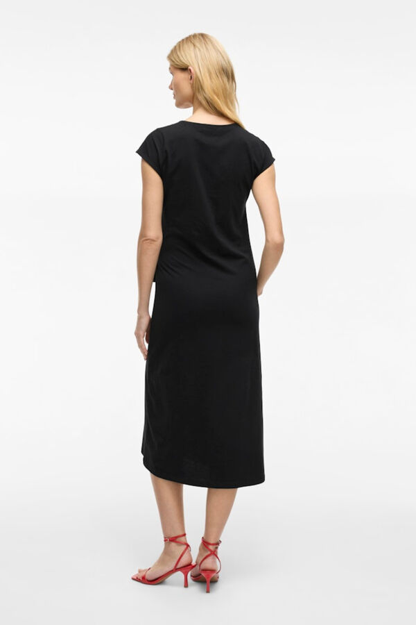 Vila Vestido midi em algod&atilde;o org&acirc;nico Preto