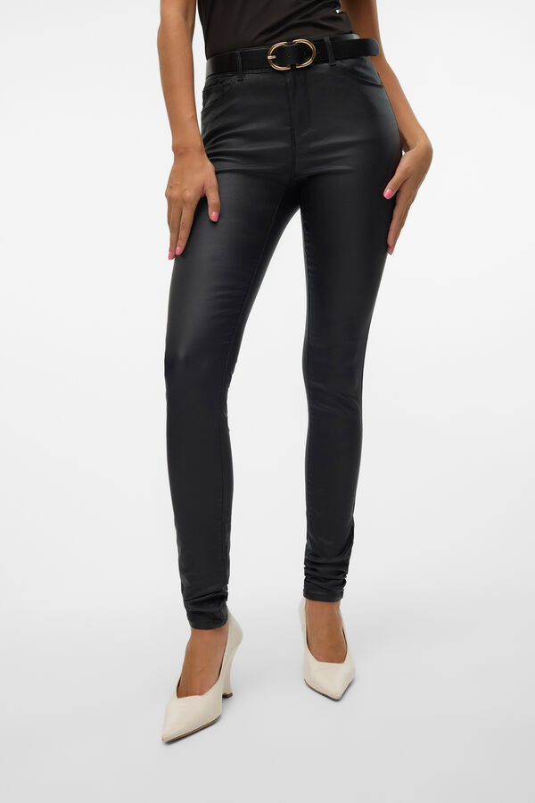 Vero Moda Pantal&oacute;n efecto encerado Negro