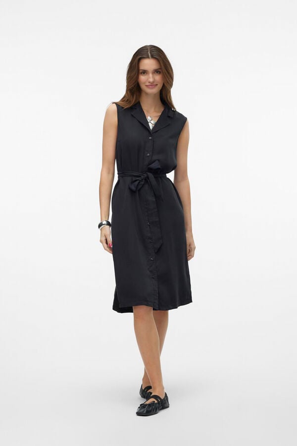 Vero Moda Vestido midi camisero Negro