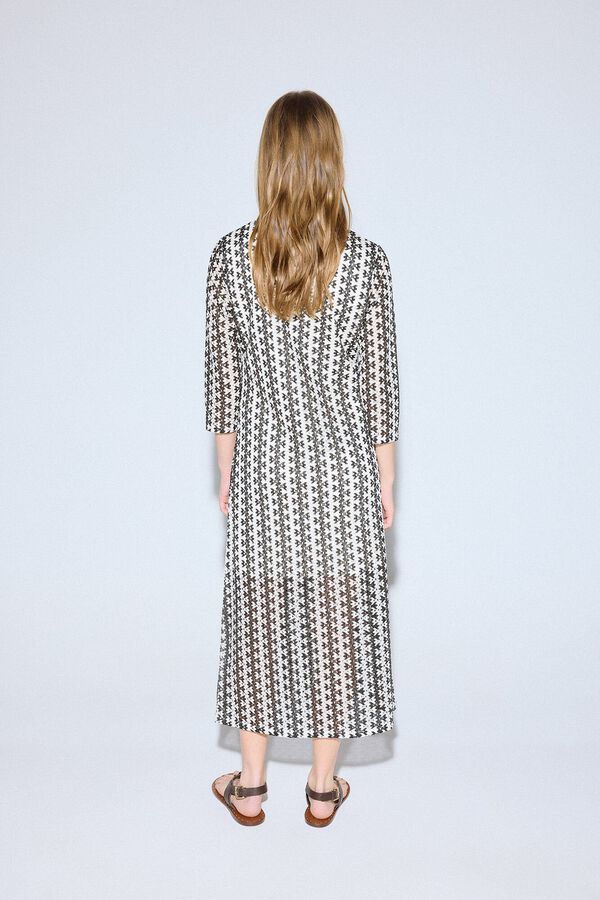 Slowlove Vestido rayas bicolor Estampado blanco