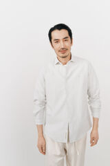 OOTO Camisa oxford raya candela manga larga Kaki