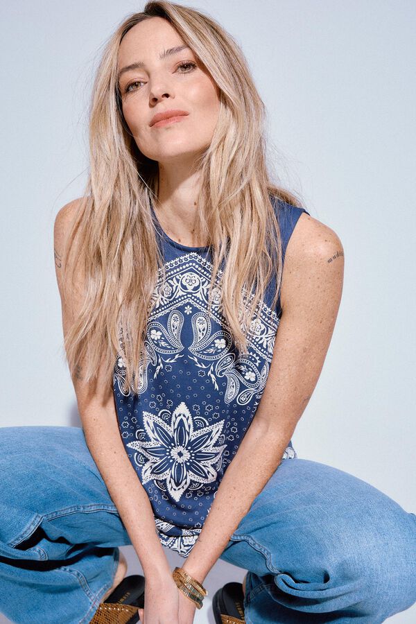 Slowlove Camiseta bandana Estampado azul