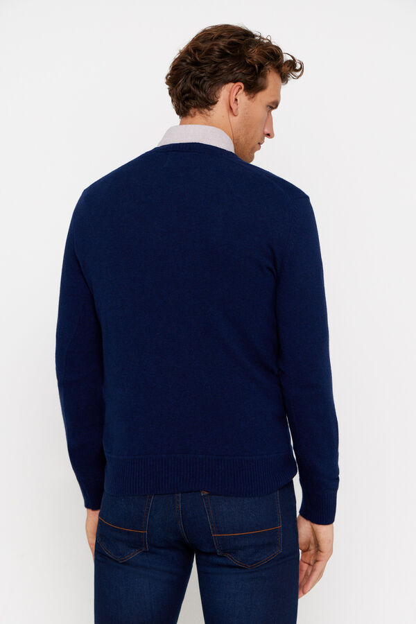 Cortefiel Jersey lana lambswool cuello pico Azul marino