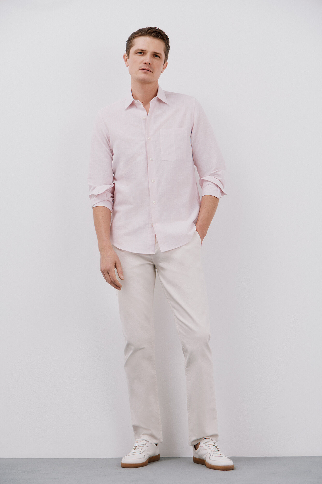 Cortefiel Camisa lino algod&oacute;n rayas