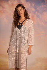 Cortefiel Caft&aacute;n largo crochet Marfil