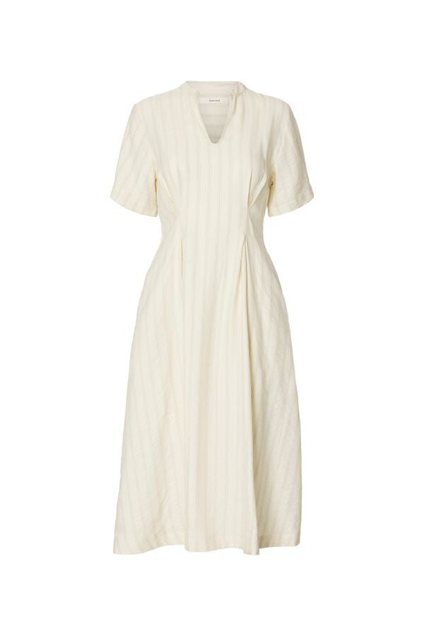Selected Vestido midi rayas Blanco