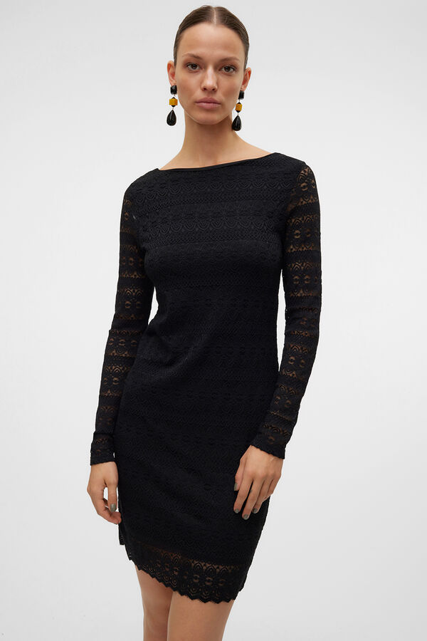 Vero Moda Vestido corto manga larga Negro