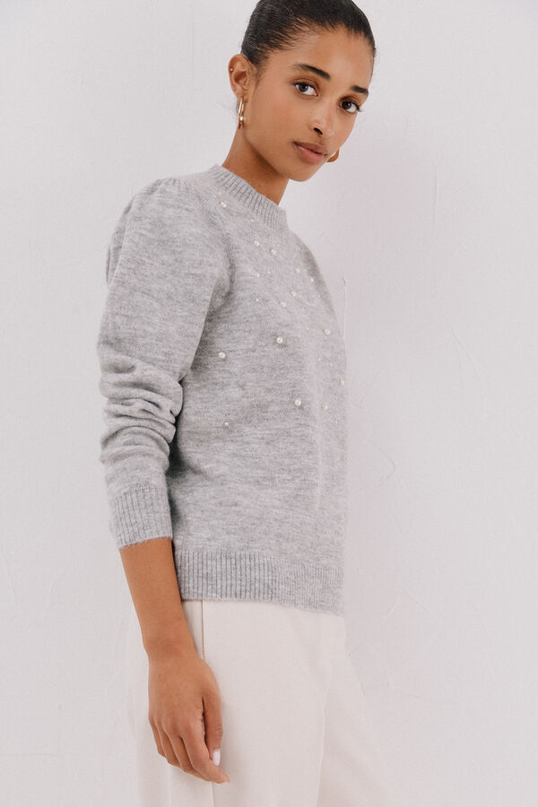 Cortefiel Jersey punto perlas Gris