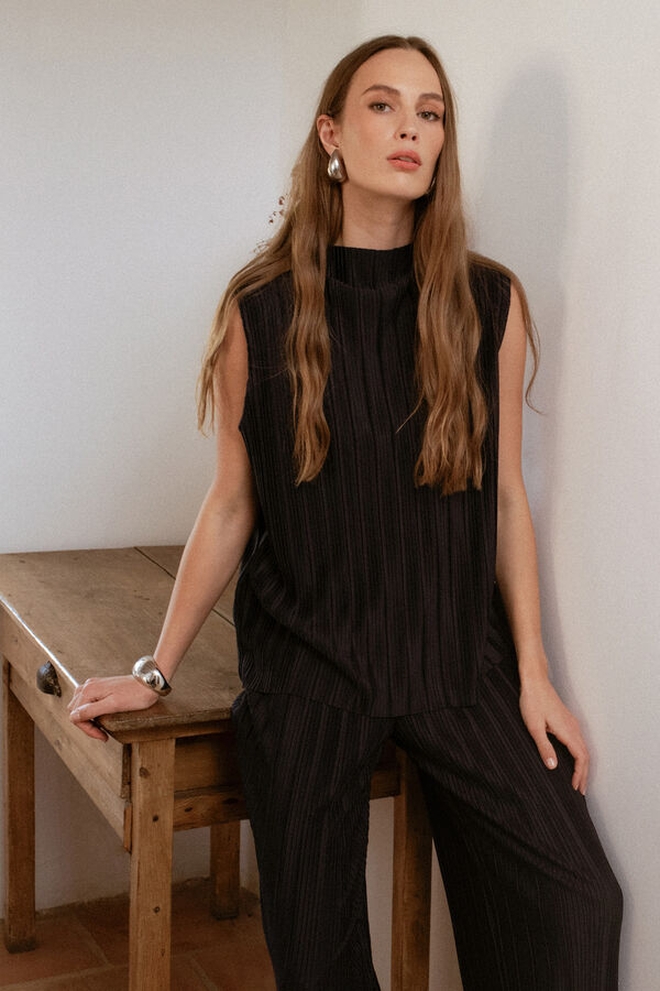 Vila Pantal&oacute;n largo plisado Azul marino