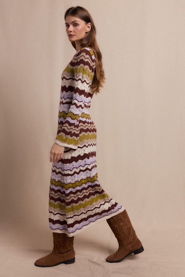 Slowlove Vestido punto ondas multicolor Multicolor