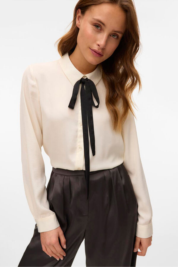 Vero Moda Camisa manga larga detalle lazada Blanco