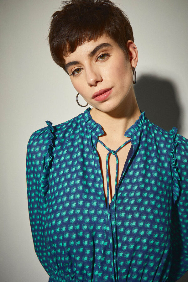 Dolores Promesas Vestido Estampado Geometrico Teal Estampado azul