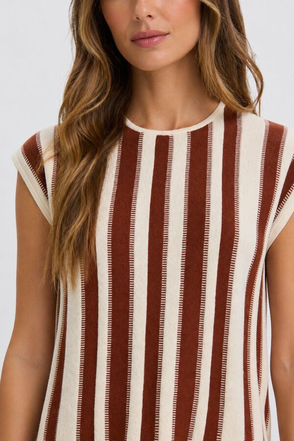 Selected Top punto rayas Estampado beige